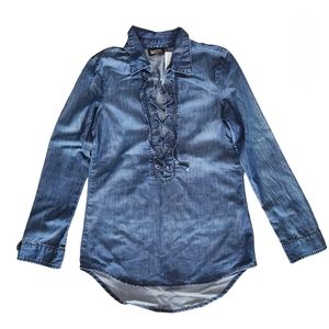 Rampage Denim Tunic Top Lace Up Front Long Sleeve Women's M Shirt New